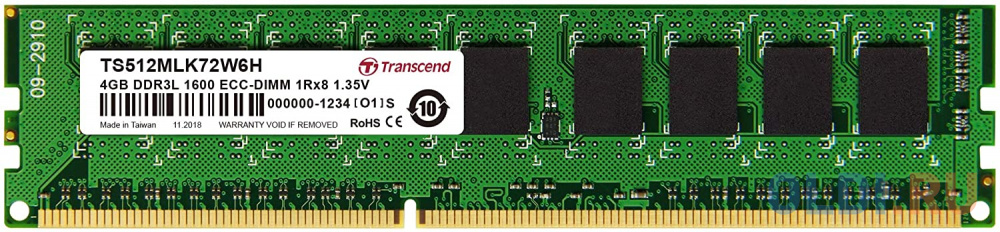 Оперативная память 4Gb (1x4Gb) PC3-12800 1600MHz DDR3L DIMM ECC CL11 Transcend TS512MLK72W6H
Оперативная память 4Gb (1x4Gb) PC3-12800 1600MHz DDR3L DIMM ECC CL11 Transcend TS512MLK72W6H