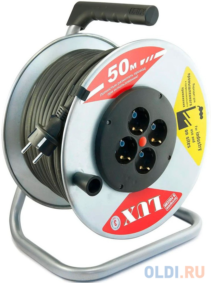 Удлинитель силовой LUX К4-Е-50-44150 3x1.5кв.мм 4розет. 50м КГ 16A метал.катушка черный
Удлинитель силовой LUX К4-Е-50-44150 3x1.5кв.мм 4розет. 50м КГ 16A метал.катушка черный