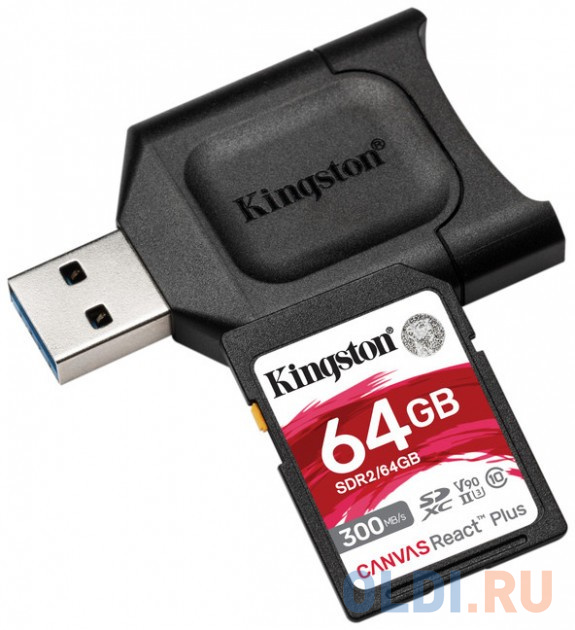 Карта памяти SDXC Kingston Canvas React Plus, 64 Гб, UHS-II Class U3 V90, с USB-ридером
Карта памяти SDXC Kingston Canvas React Plus, 64 Гб, UHS-II Class U3 V90, с USB-ридером