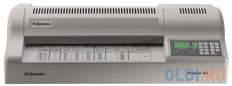 Ламинатор Fellowes PROTEUS А3, (75-250 мкм), 95 см/мин., 6 валов, темп. режим(точный), HeatGuard™ 
Ламинатор Fellowes PROTEUS А3, (75-250 мкм), 95 см/мин., 6 валов, темп. режим(точный), HeatGuard™