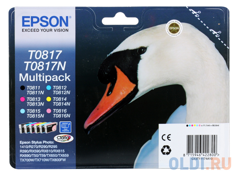 Набор картриджей Epson C13T11174A10 T0817 для Epson R270 290 R390 RX590 RX610 RX690 цветной 6шт
Набор картриджей Epson C13T11174A10 T0817 для Epson R270 290 R390 RX590 RX610 RX690 цветной 6шт