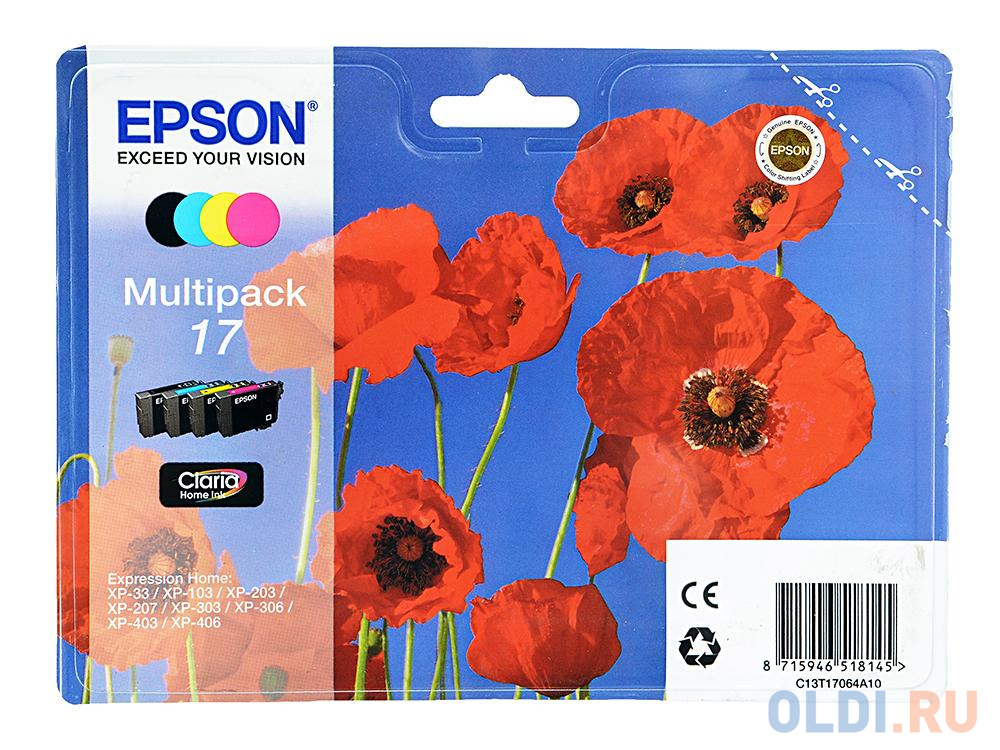 Набор картриджей Epson C13T17064A10 Claria Home 17 для XP-33 XP-103 XP-203 XP-207 XP-303 XP-306 XP-406
Набор картриджей Epson C13T17064A10 Claria Home 17 для XP-33 XP-103 XP-203 XP-207 XP-303 XP-306 XP-406