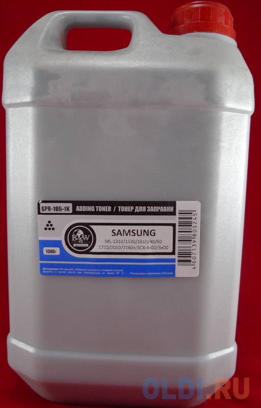 Тонер SAMSUNG ML-1210/1520/1610/40/60/1710/2010/216x/SCX-4x00/3x00 (кан. 1кг) B&W Premium фас.Россия, Черный
Тонер SAMSUNG ML-1210/1520/1610/40/60/1710/2010/216x/SCX-4x00/3x00 (кан. 1кг) B&W Premium фас.Россия, Черный