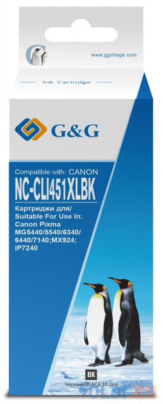 Картридж струйный G&G NC-CLI451XLBK CLI-451XL Bk черный (10.2мл) для Canon MG6340/5440/IP7240
Картридж струйный G&G NC-CLI451XLBK CLI-451XL Bk черный (10.2мл) для Canon MG6340/5440/IP7240
