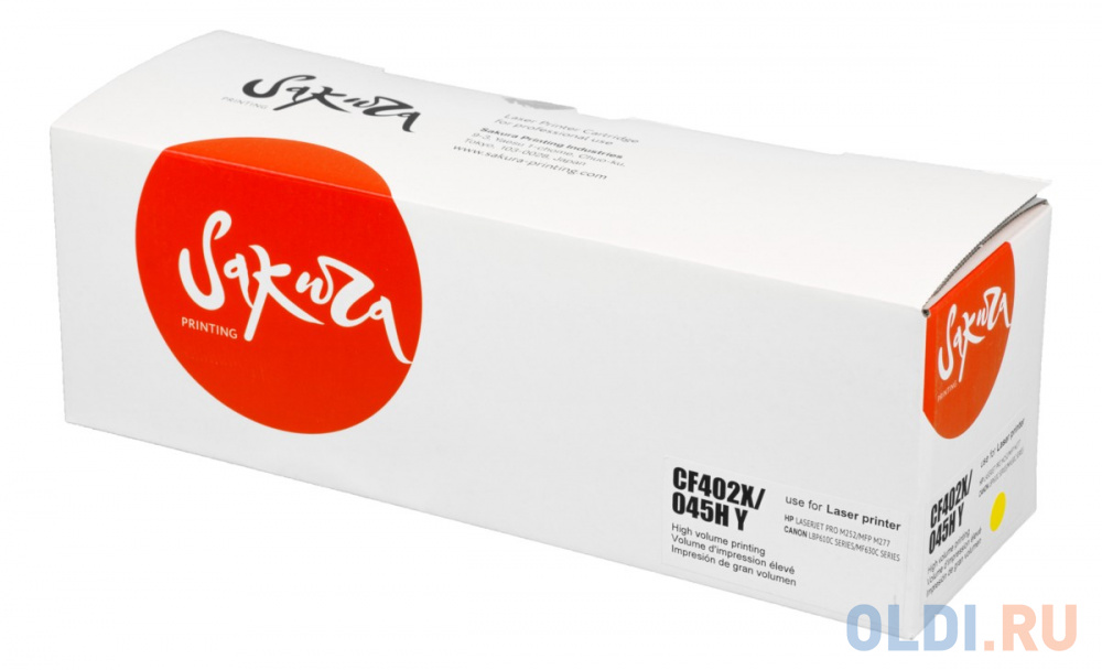 Картридж Sakura CF402X/045HY для HP, Canon LJ M252n/M252dn/MFP277dw/277n и LBP-610C/MF-630C, желтый, 2200 к.
Картридж Sakura CF402X/045HY для HP, Canon LJ M252n/M252dn/MFP277dw/277n и LBP-610C/MF-630C, желтый, 2200 к.