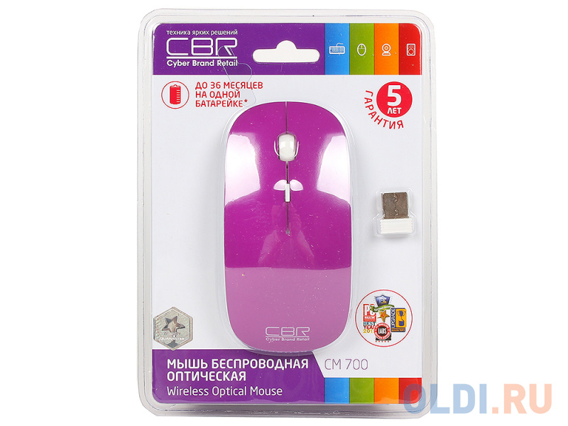 Мышь CBR CM-700 Purple, оптика, радио 2,4 Ггц 800/1200/1600dpi, глянец, slim-корпус, USB
Мышь CBR CM-700 Purple, оптика, радио 2,4 Ггц 800/1200/1600dpi, глянец, slim-корпус, USB