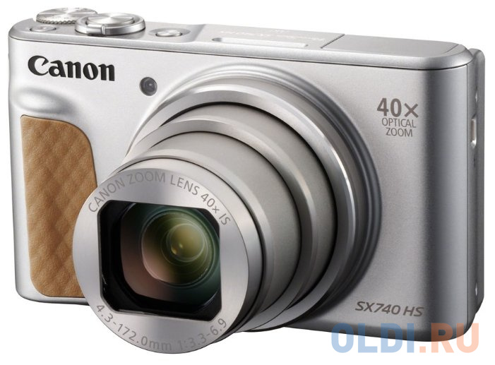 

Фотоаппарат Canon PowerShot SX740HS серебристый 21.1Mpix Zoom40x 3" 4K SDXC/SD/SDHC CMOS 1x2.3 IS opt 1minF turLCD 10fr/s 30fr/s HDMI/WiFi/NB-13L