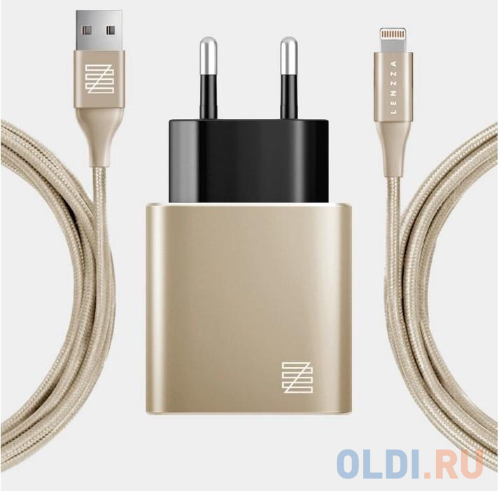 Сетевое зарядное устройство LENZZA Piazza Metallic Wall Charger. Два порта USB 5В, 2,1А. В комплекте: кевларовый кабель Lightning to USB Cable. Цвет золотой.
Сетевое зарядное устройство LENZZA Piazza Metallic Wall Charger. Два порта USB 5В, 2,1А. В комплекте: кевларовый кабель Lightning to USB Cable. Цвет золотой.