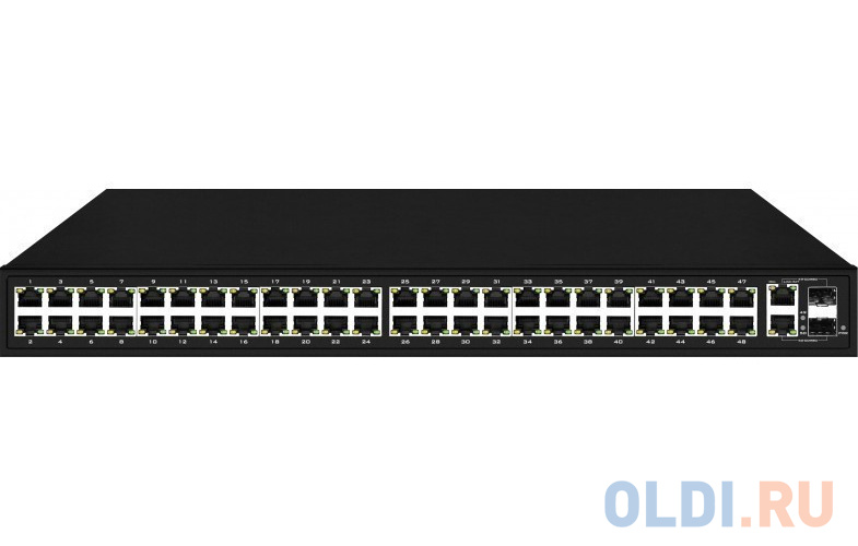 

PoE коммутатор Fast Ethernet на 48 x RJ45 + 2 x GE Combo uplink портов. Порты: 48 x FE (10/100 Base-T) с поддержкой PoE (IEEE 802.3af/at), 2 x GE Co