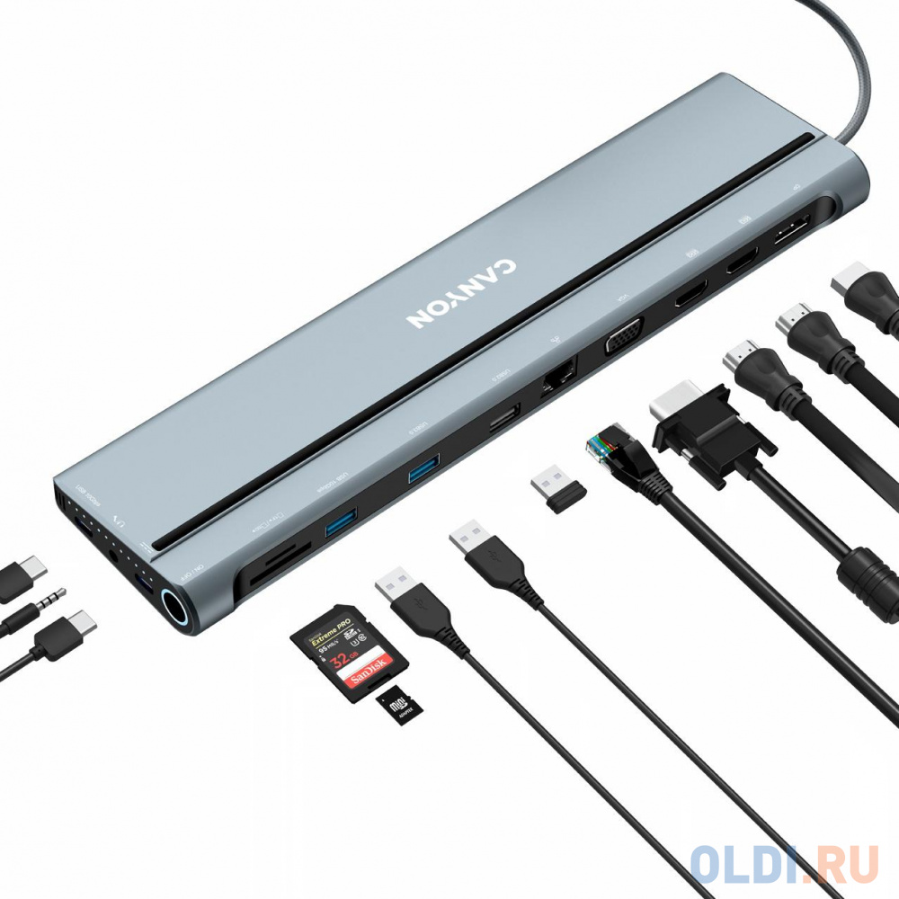 Концентратор USB Type-C Canyon CNS-HDS90 1 х USB 3.0 1 х USB 2.0 RJ-45 HDMI 2 х USB Type-C SD VGA DisplayPort mini-Jack3.5 серый
Концентратор USB Type-C Canyon CNS-HDS90 1 х USB 3.0 1 х USB 2.0 RJ-45 HDMI 2 х USB Type-C SD VGA DisplayPort mini-Jack3.5 серый