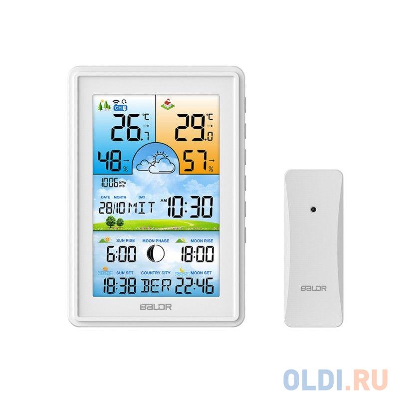 BALDR B0360WST2H2PR-V2-WHITEмногофункцциональная беспроводная метеостанция с цветным дисплеем, белый
BALDR B0360WST2H2PR-V2-WHITEмногофункцциональная беспроводная метеостанция с цветным дисплеем, белый