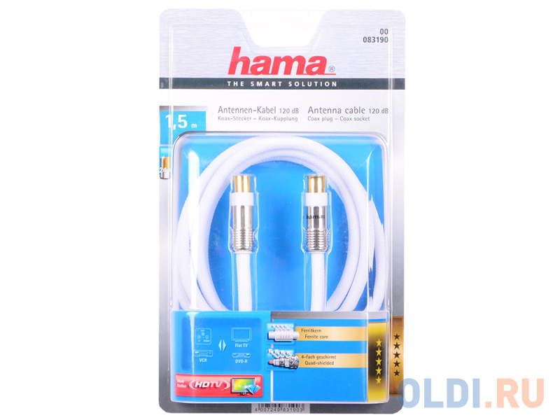 Кабель антенный Hama H-83190 коаксиальный штекер (m-f) 120дБ ферритовый фильтр 1.5м белый
Кабель антенный Hama H-83190 коаксиальный штекер (m-f) 120дБ ферритовый фильтр 1.5м белый