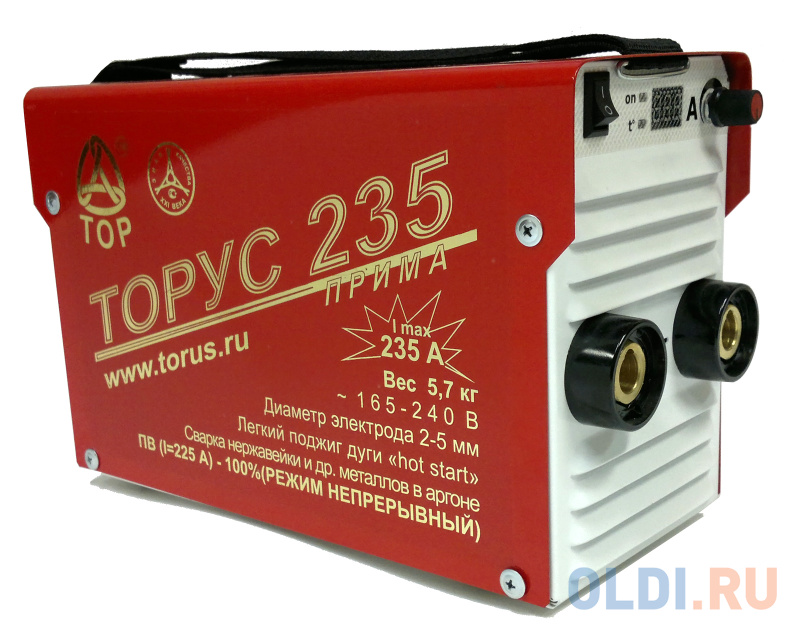 Инвертор сварочный ТОРУС 235 165-242В 7.6кВт 20-235А 2.0-5.0мм ПВ100% при 220А! ММА и TIG
Инвертор сварочный ТОРУС 235 165-242В 7.6кВт 20-235А 2.0-5.0мм ПВ100% при 220А! ММА и TIG