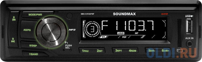 

Автомагнитола Soundmax SM-CCR3076F USB MP3 FM SD MMC 1DIN 4x45Вт черный
