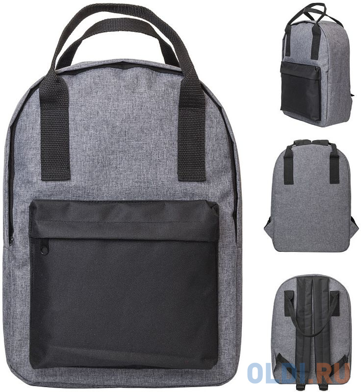 

Рюкзак-сумка ACTION, городской, размер 38x27x12 см, мягкая спинка, серый с черным карманом, унисекс