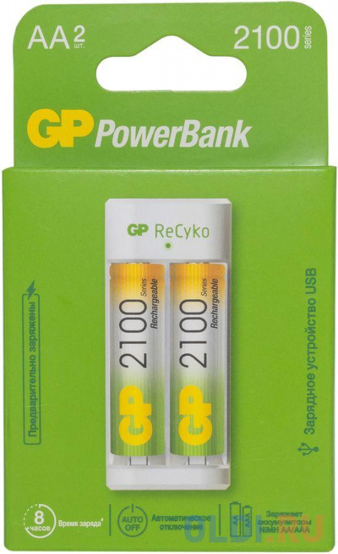 Аккумулятор + зарядное устройство GP PowerBank E211210AAHC-2CRB2 AA/AAA NiMH 2100mAh (2шт)
Аккумулятор + зарядное устройство GP PowerBank E211210AAHC-2CRB2 AA/AAA NiMH 2100mAh (2шт)