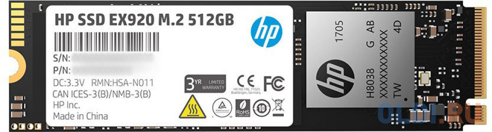 Твердотельный накопитель SSD M.2 512 Gb HP EX920 Read 3200Mb/s Write 1600Mb/s 3D NAND TLC 2YY46AA
Твердотельный накопитель SSD M.2 512 Gb HP EX920 Read 3200Mb/s Write 1600Mb/s 3D NAND TLC 2YY46AA