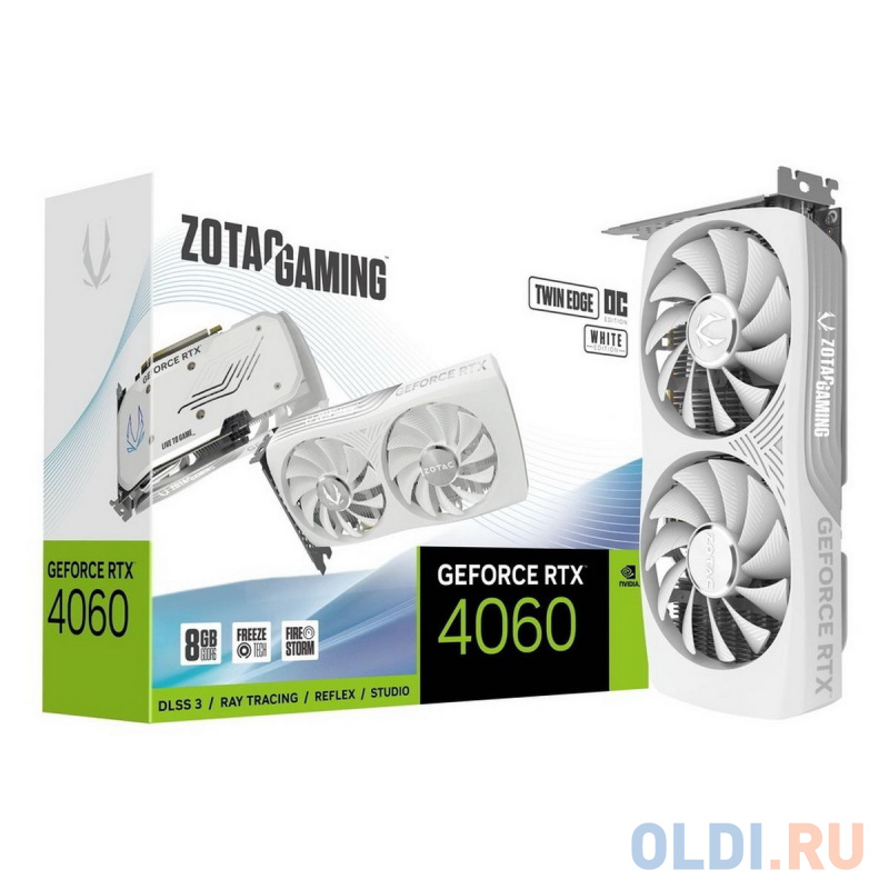 Видеокарта Zotac RTX4060 8GB TWIN EDGE OC WHITE ED GDDR6 128bit 3xDP HDMI 2FAN Lite Pack 
Видеокарта Zotac RTX4060 8GB TWIN EDGE OC WHITE ED GDDR6 128bit 3xDP HDMI 2FAN Lite Pack
