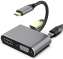 - USB3.1 TypeCm -->HDMI+USB3.0+PD+VGA Alum Grey 4K@30Hz, Telecom<TUC055>
