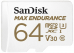   microSD 64GB SanDisk microSDXC Class 10 UHS-I U3 V30 Max Endurance Video Monitoring SDSQQVR-064G-GN6IA