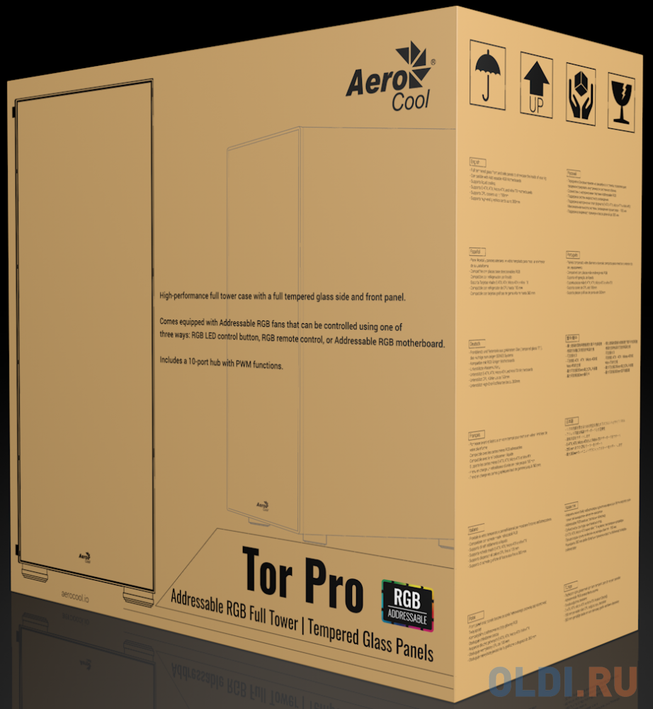 Корпус Aerocool TOR PRO , E-ATX, 0,7мм, без БП, окно из закаленного стекла, 249.5x566x473мм (ШxГxВ), USB3.0 x2, USB2.0 x2, пульт ДУ и контроллер для 1 фото