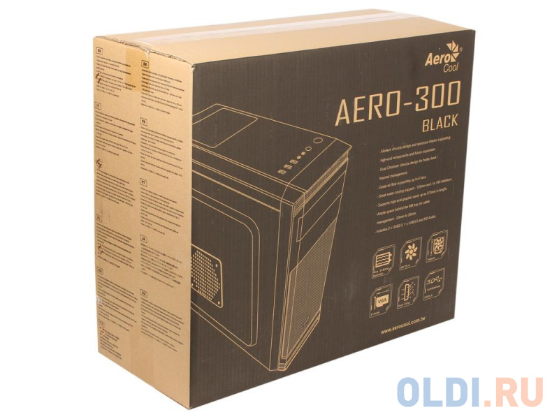 

Корпус Aerocool [PGS-A] Aero-300 чёрный , ATX, без БП, 1x USB 3.0 + 2x USB 2.0