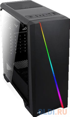 Корпус Aerocool [PGS-V] Cylon Black, ATX, без БП, RGB подсветка, окно, картридер, 1x USB 3.0 + 2x USB 2.0, 1х12см вентилятор в комплекте фото