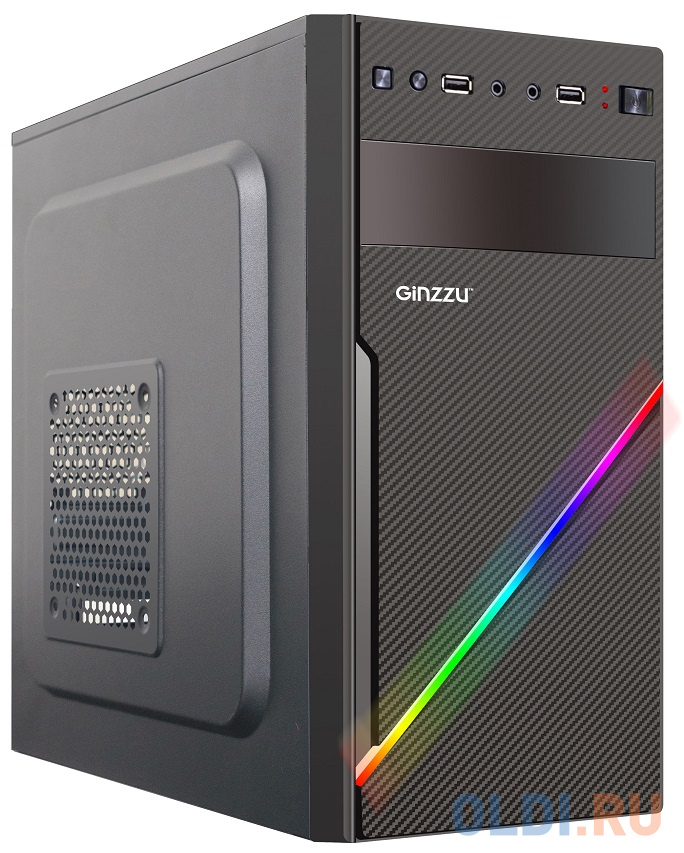 Корпус microATX GINZZU D400 RGB Без БП чёрный - фото 1