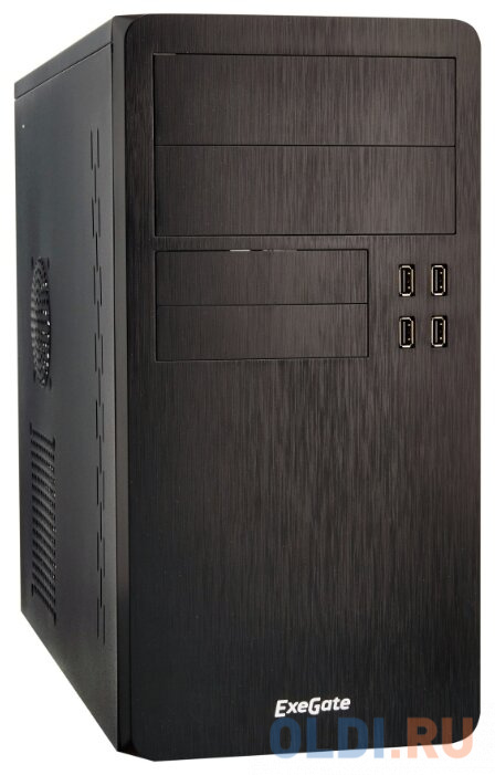 

Exegate EX277192RUS Корпус Minitower SP-415UP Black, mATX <UN500, 120mm> 4*USB+2*USB3.0, HD Audio, петля, без винтовое крепление HDD, датчик вск