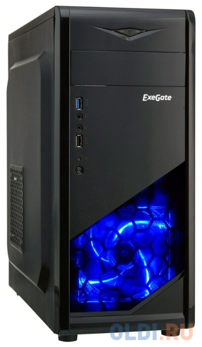 

Exegate EX277189RUS Корпус Miditower EVO-8205 Black-Blue light, ATX, <без БП>, 1*USB+1*USB3.0, HD Audio