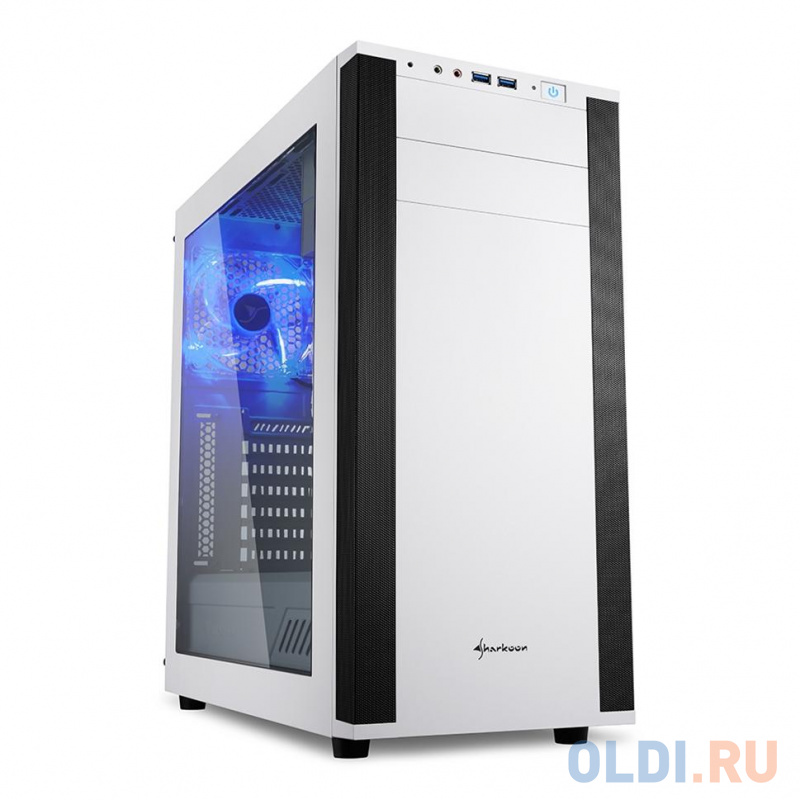 

Игровой корпус Sharkoon M25-W 7.1 blue led белый (ATX, 7.1 audio, акрил, fan 1x120 мм + 1x120 мм, 2xUSB 3.0)