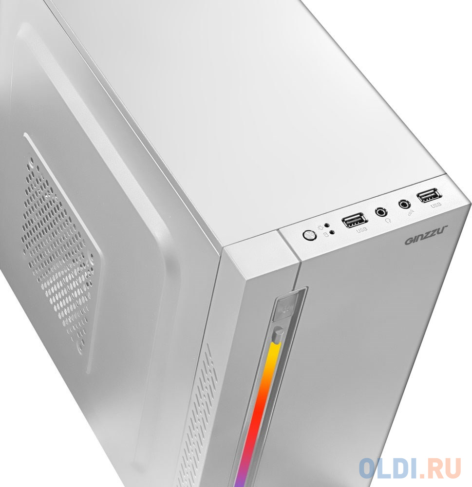 Корпус microATX GINZZU D380 RGB Без БП белый фото