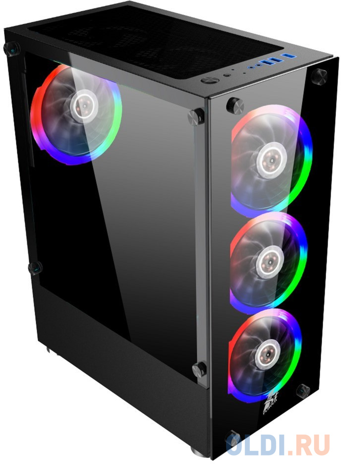 1STPLAYER V2-A-4R1 Корпус FIRE DANCING V2-A / ATX, tempered glass / 4x 120mm LED fans inc. / V2-A-4R1 фото