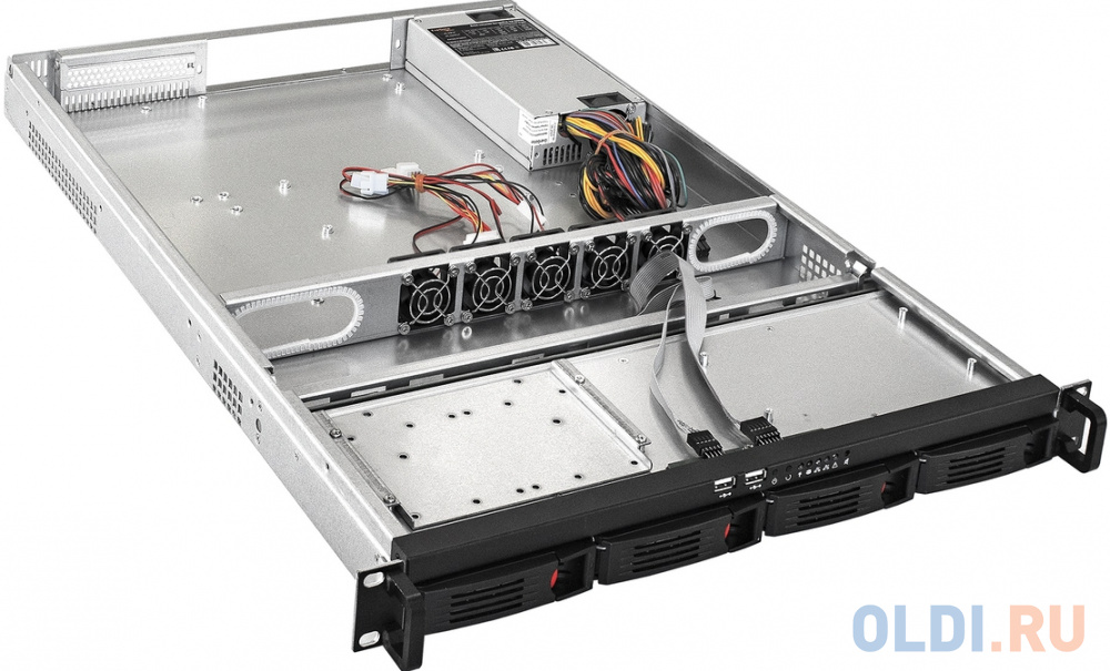 Exegate EX265520RUS Серверный корпус Pro 1U660-HS04 <RM 19",  высота 1U, глубина 660, БП 400ADS, 4xHotSwap, USB> фото