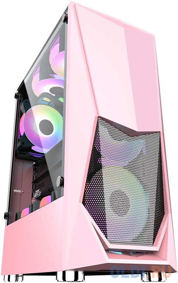 Корпус ATX 1stPlayer DK-3 PINK Без БП розовый фото