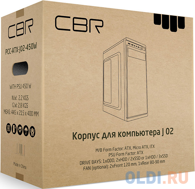 Корпус ATX CBR PCC-ATX-J02-450W 450 Вт чёрный фото