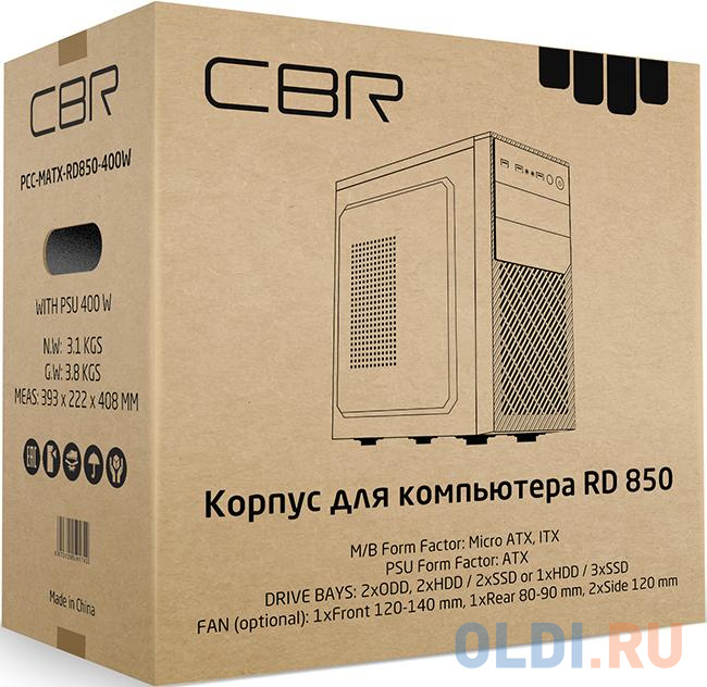 Корпус microATX CBR PCC-MATX-RD850-400W 400 Вт чёрный фото