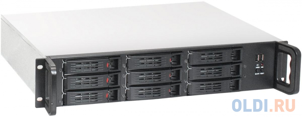Серверный корпус ExeGate Pro 2U650-HS09 <RM 19", высота 2U, глубина 650, без БП, 9xHotSwap, 2*USB>