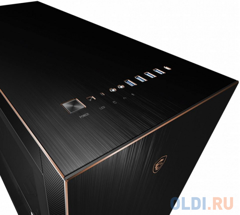 MPG SEKIRA 500G  1xTypeC, 4xUSB 3.0, 2x200mm Black Fan, 1x120mm Black Fan, Aluminum with Gold Color, Tempered Glass Window, Color Box фото