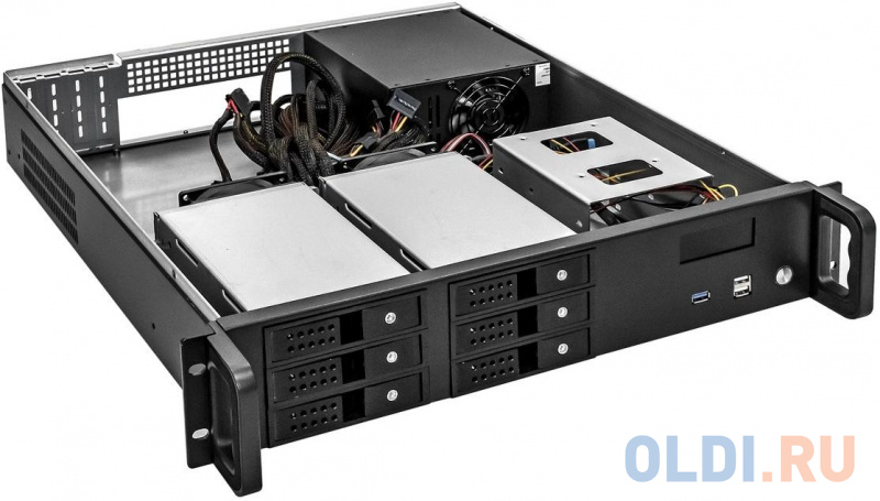 Серверный корпус ExeGate Pro 2U480-HS06 <RM 19", высота 2U, глубина 480, БП 1100ADS, 6xHotSwap, USB> фото