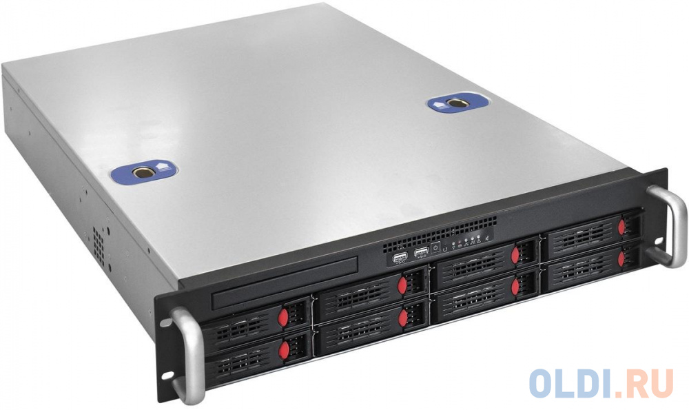 Серверный корпус ExeGate Pro 2U550-HS08 <RM 19", высота 2U, глубина 550, БП 1U-1000ADS, 8xHotSwap, USB>