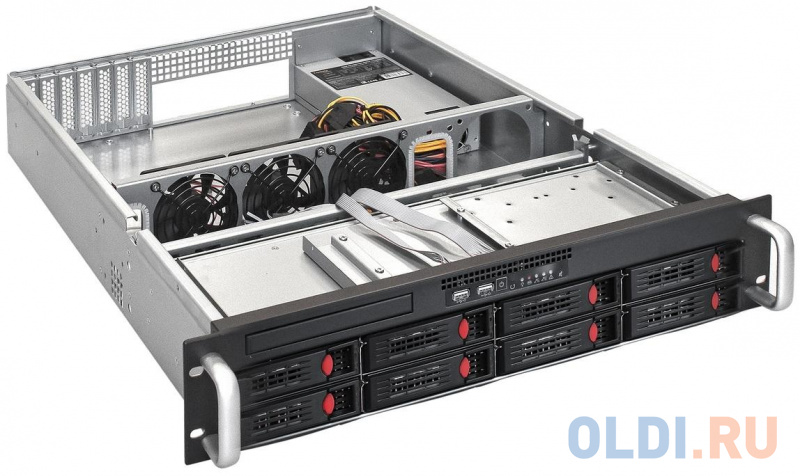 Серверный корпус ExeGate Pro 2U550-HS08 <RM 19", высота 2U, глубина 550, БП 1U-1000ADS, 8xHotSwap, USB> фото