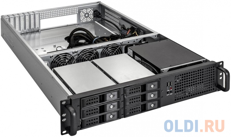Серверный корпус ExeGate Pro 2U660-HS06 <RM 19", высота 2U, глубина 660, БП 1200ADS, 6xHotSwap, USB> фото