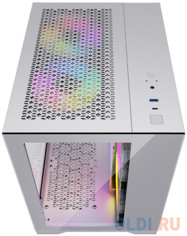 Корпус Powercase Vision Micro, White, Tempered Glass, 4х 120mm 5-color fan, белый, mATX  (CVWM-L4) (CVWM-L4) (202902) фото