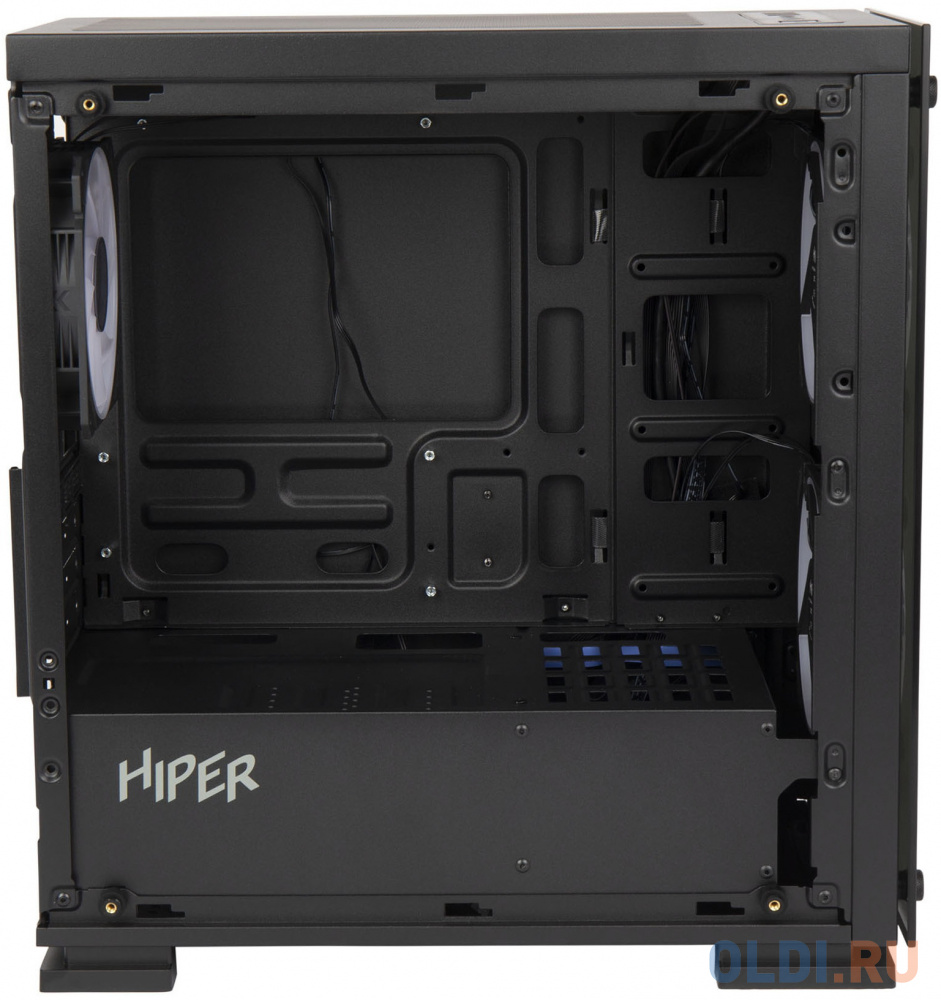 Корпус Hiper M65 черный без БП ATX 3x120mm 1xUSB2.0 1xUSB3.0 audio bott PSU фото