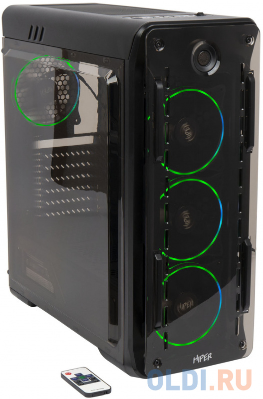 Корпус Hiper OB черный без БП ATX 4x120mm 1x140mm 2xUSB2.0 1xUSB3.0 audio bott PSU