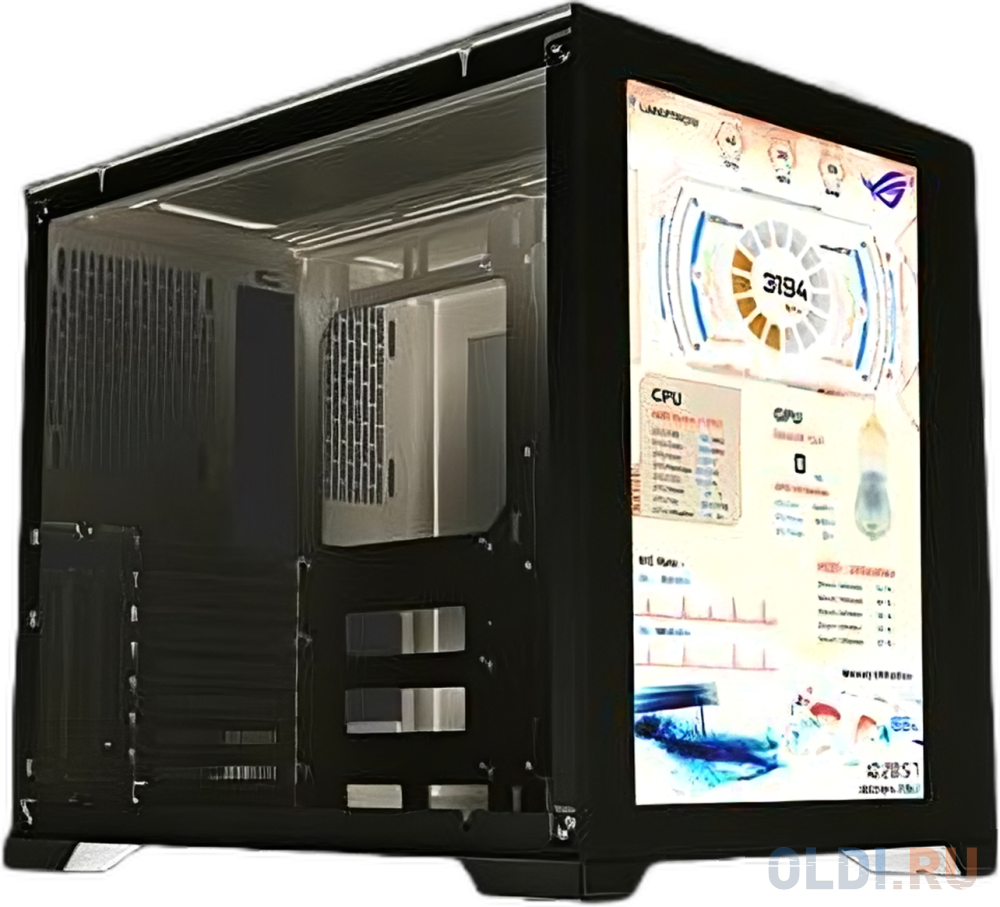 Корпус Lamptron Single-Side Display PC Case (Front Display Panel, Black) с ЖК экраном в лицевой панели, черный корпус atx lamptron oceanview rob360w без бп белый