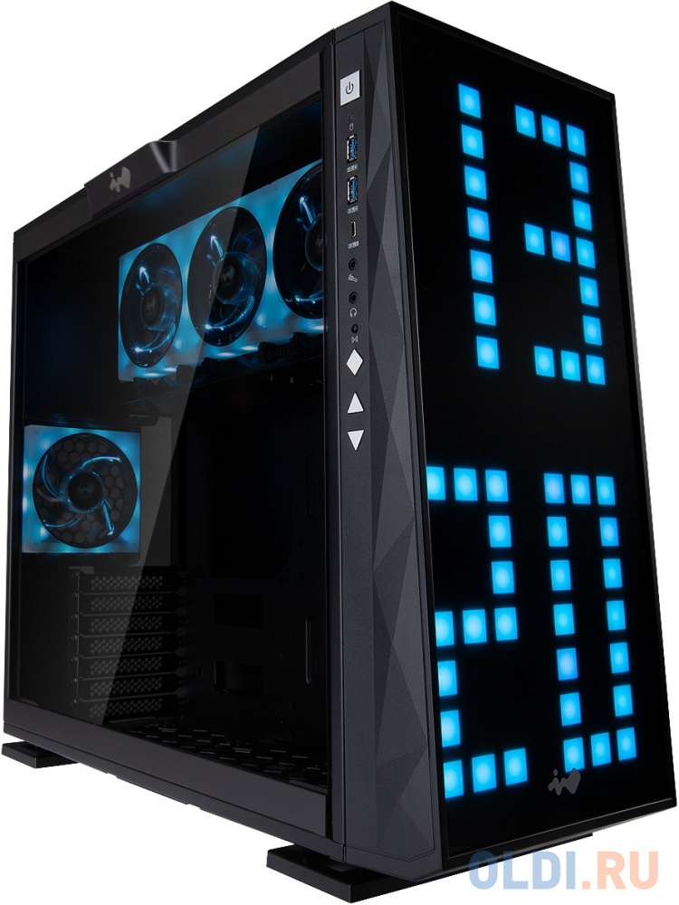In-Win CF06CX (309 Gaming)BL  U3*2+TypeC *1+A, LED Mode button, black color, Saturn ASN120 fan*4 (top*3, rear*1),  glass side panel, LED RGB F/P with/