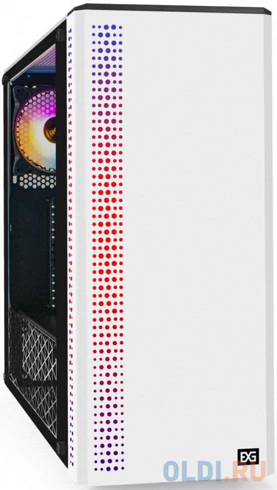 Корпус Miditower ExeGate Mistery Z4-NPX600 White (ATX, БП 600NPX с вент. 12см, 2*USB+1*USB3.0, HD аудио, белый, вент. 12 см с RGB подсветкой, пылевые корпус zalman miditower i3 neo tg white без бп