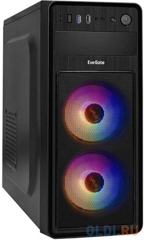 

Корпус Miditower ExeGate EVO-5017-NPX500 (ATX, 500NPX 12см, 1*USB+1*USB3.0, HD аудио, черный, 2 вент. 12см с RGB подсветкой)